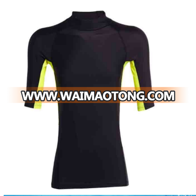 Hot selling short sleeve fit cutting mens custom printed rash guard